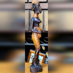 Hand carved African tribesman 12" sculpture